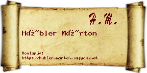 Hübler Márton névjegykártya